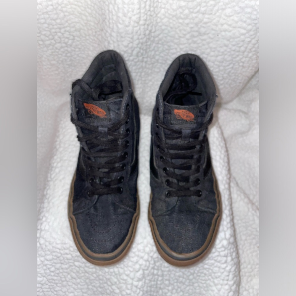 VANS HIGH TOP BLACK JEAN WITH TAN SOLE SIZE 6.5 : Preowned - Picture 5 of 10